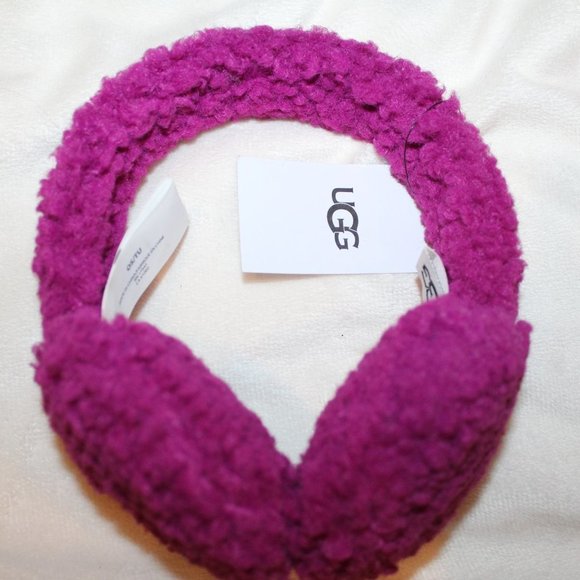 NIB UGG WOMEN'S ADULT SHEARLING EAR MUFFS FUSCHIA‎ PINK - Picture 5 of 5